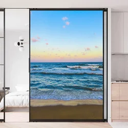 Static Cling Privacy Window Film Sea Landscape Decorative Glass Covering  01 Frosted Window Stickers  Window Tint 05A