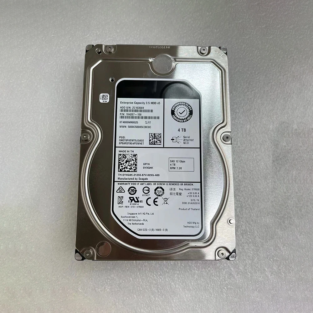 HDD For ST4000NM0025 Server Hard Disk 0YXG4K 1V4207-150 4T 7.2K SAS 3.5