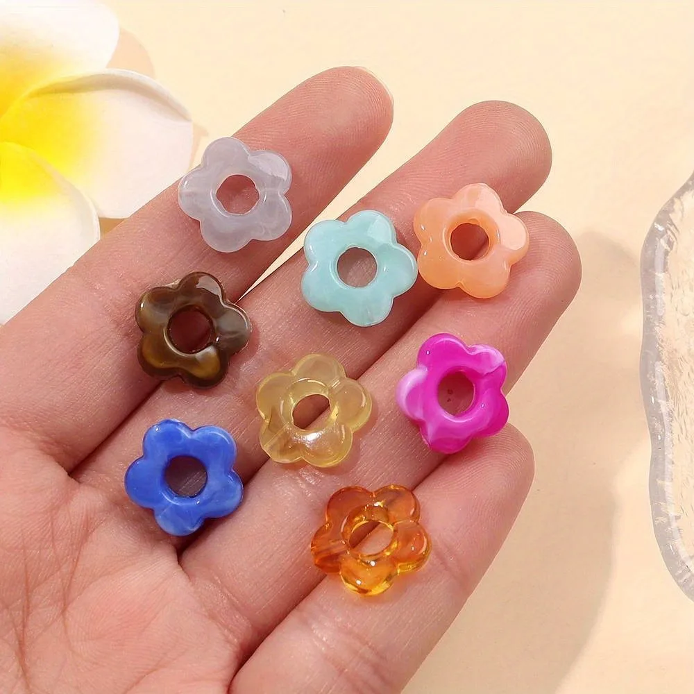 100/300pcs Multicolored Hollow Flower Shaped Beads, DIY Earrings Bracelets Making, Valentine's Day, Mother's Day Christmas Gifts