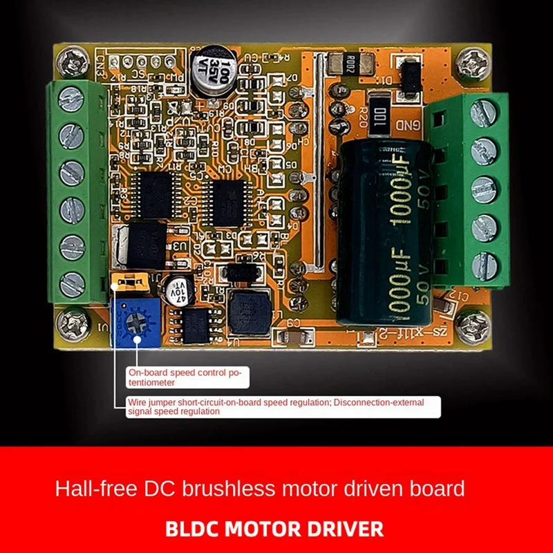 2X 6-60V BLDC Three Phase DC Brushless Motor Controller 400W PWM Hall Motor Control Driver Board(Without Hall)