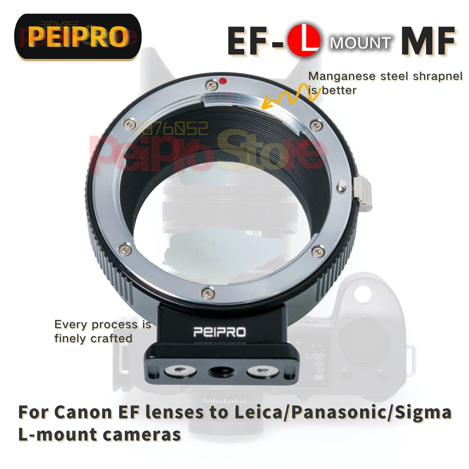 PEIPRO EF-L MF for Canon EF Lens to L Mount Camera lens adapter converter for LUMIX S1/S1R SIGMA fp Leica SL/SL2 L mount cameras