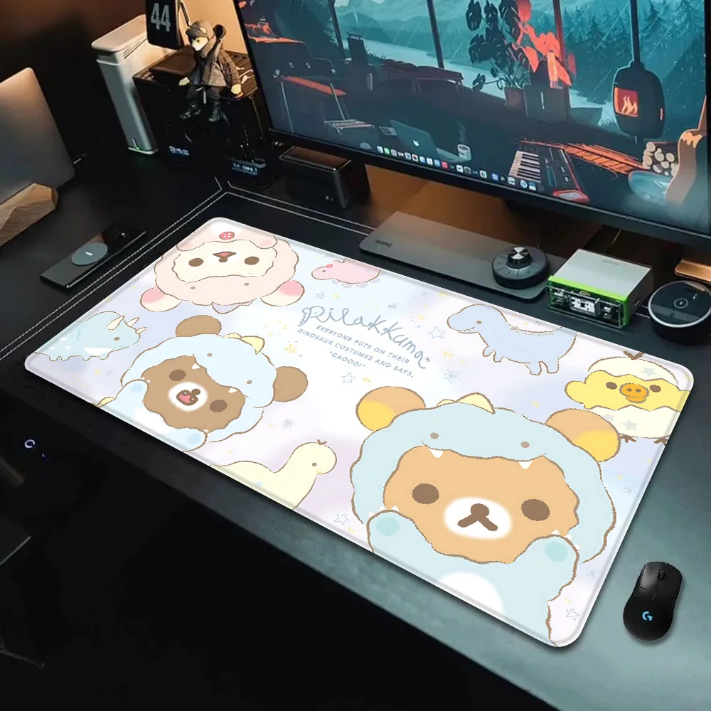 Japan SAN-X Rilakkuma cute Mousepad HD Printing Computer Gamers Locking Edge Non-slip Mouse Pad XXL90x40cm Keyboard PC Desk Pad