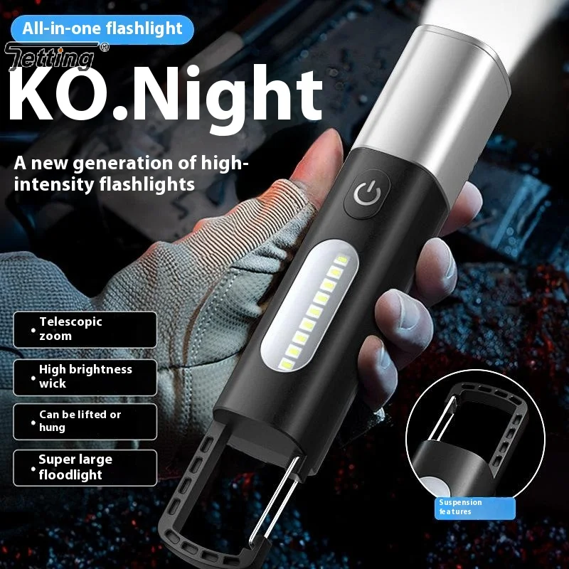 1PC Multi-Functional Flashlight With Charging Cable With Strong Light And Soft Side Lamp For Outdoor Work And Camping