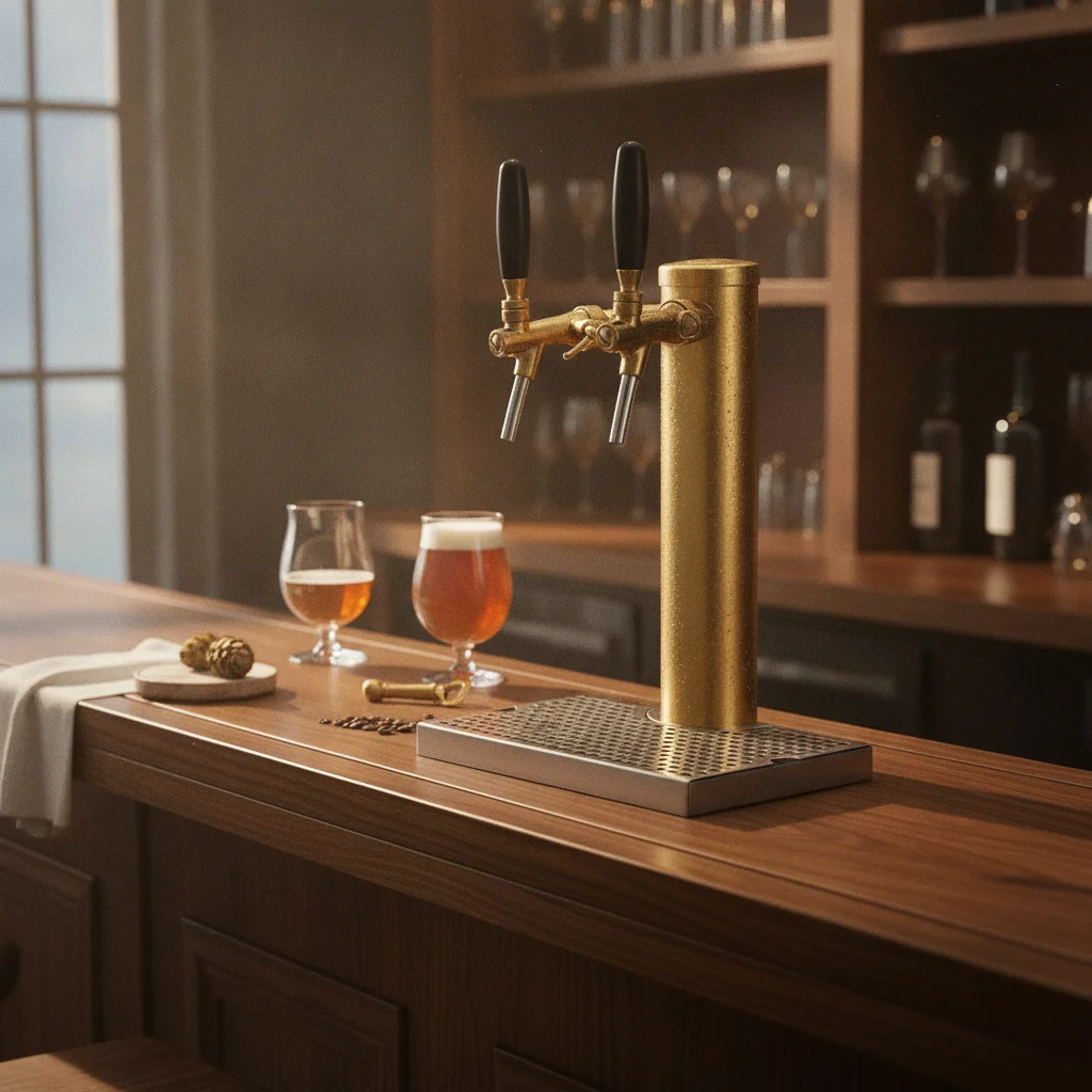 Stainless Steel Beer Tap Dispenser Gold-Finished Keg Beer Dispenser Drink Equipment Silver-Toned Reflective