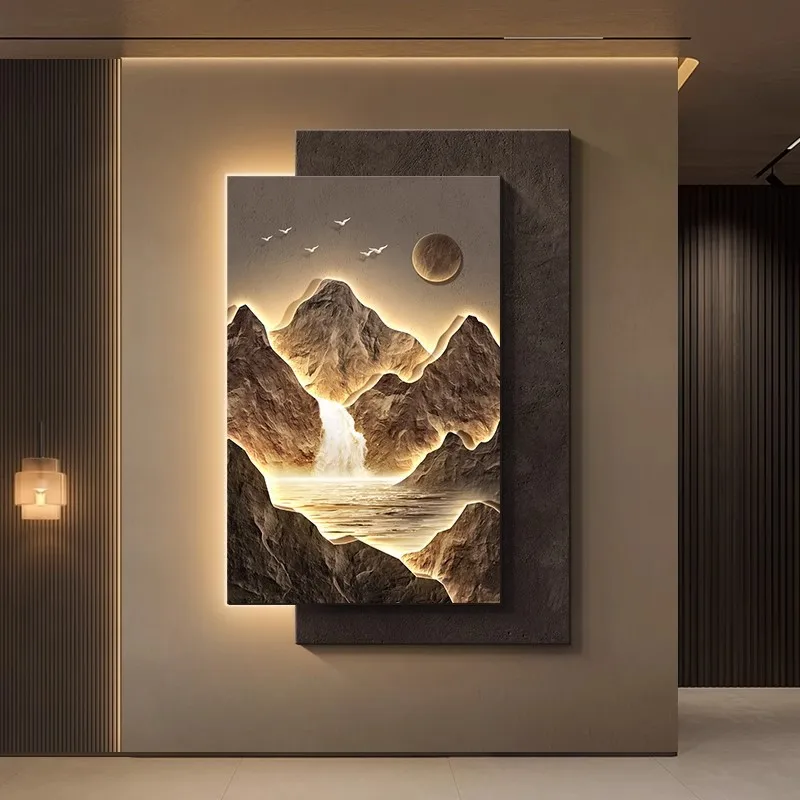 

Cornucopia landscape painting entrance decoration hanging painting light luxury high sense three-dimensional sandstone painting