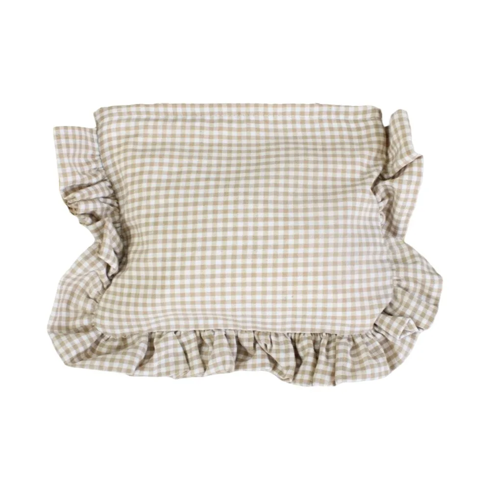 Durable Ruffle Plaid Makeup Bag Cloth Zipper Toiletry Organizer Bag Korean Style Multifunctional Travel Storage Bag Business