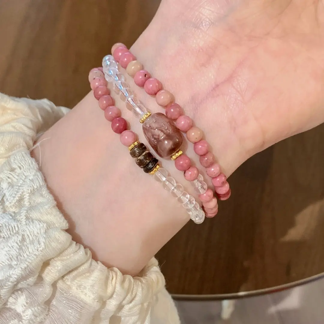 

Jewelry Red patterned Stone Bracelet Women's New Chinese Style Multi circle Star Moon Bodhi Olive Pixiu Pink Crystal Versatile