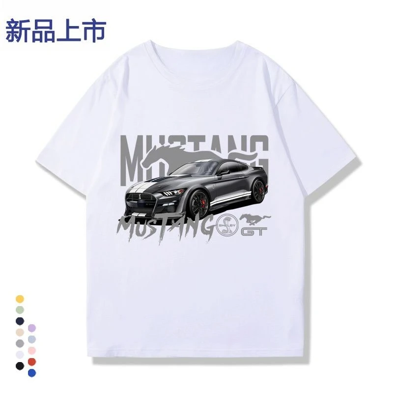 

Ford Mustang Shelby Mustang Modified Culture American Muscle Car Loose Summer Short Sleeve T-Shirt Men's