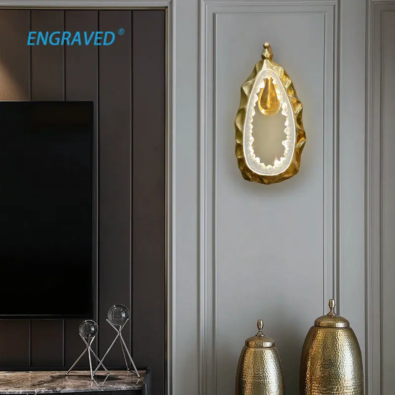 

All copper wall lamp light luxury living room TV sofa background wall lamp atmospheric decoration villa designer bedroom bedside