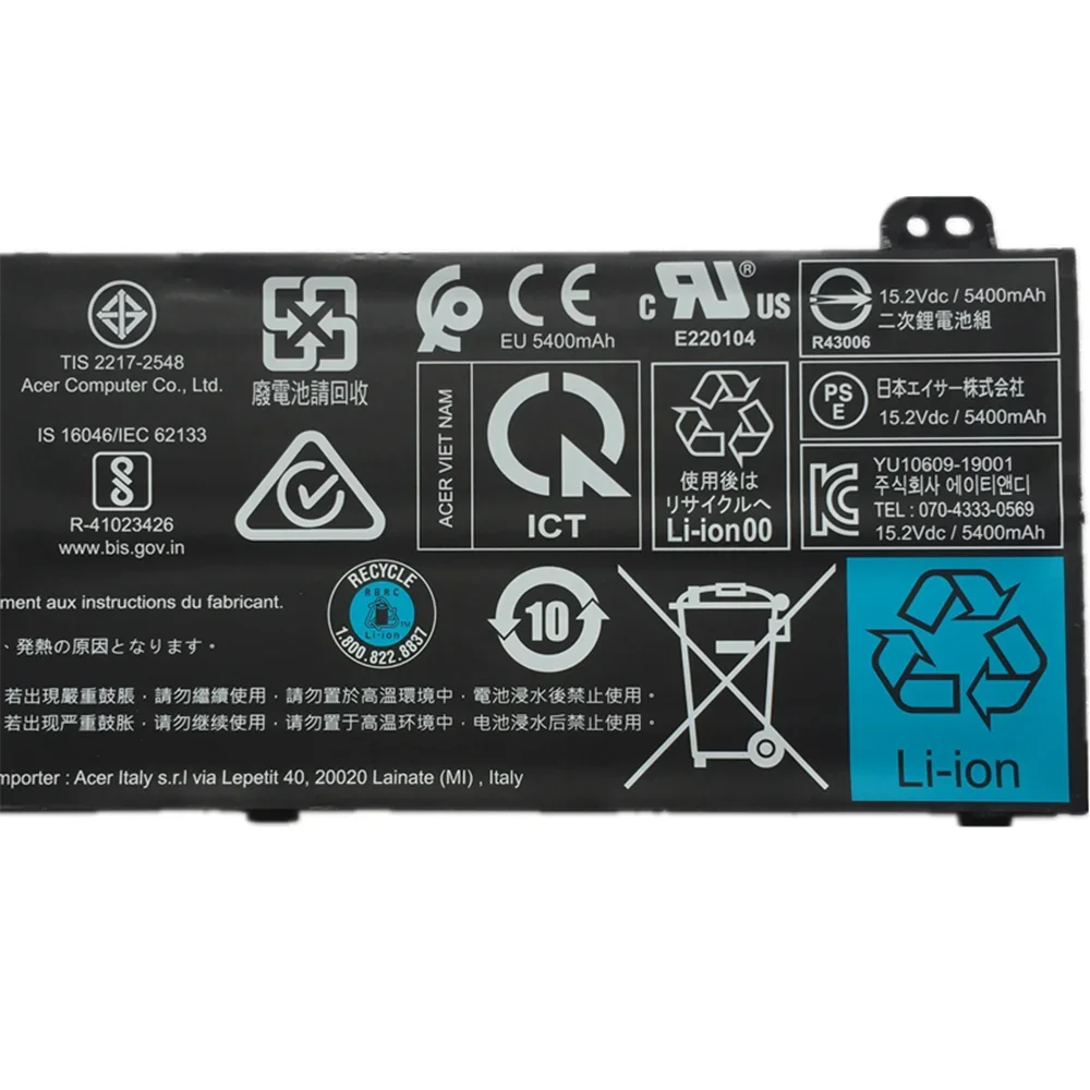 Imagem -03 - Bateria do Portátil para Acer Predator Triton 500 Novo 15.2v 15.2 wh 15.6 wh Pt51551-550j 745q 74d3 70pv 727u Ap18jhq