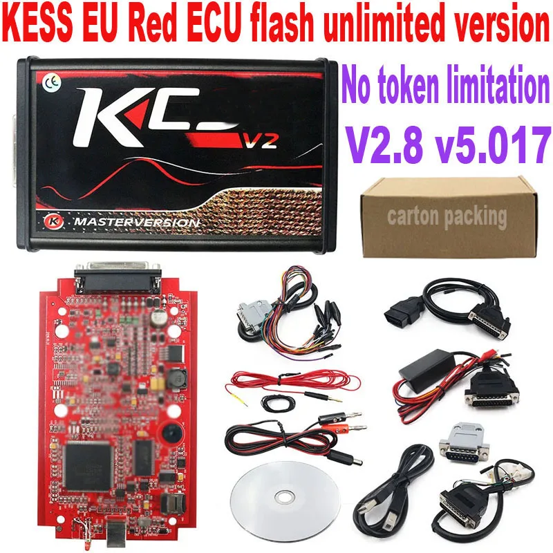 KESS V2.80 EU Red KTAG V5.017 4 LED 2.25 SW Online Unlimited KESS K-TAG 7.020 Master KESS 5.017 OBD2 Tricore ECU Repair Tool