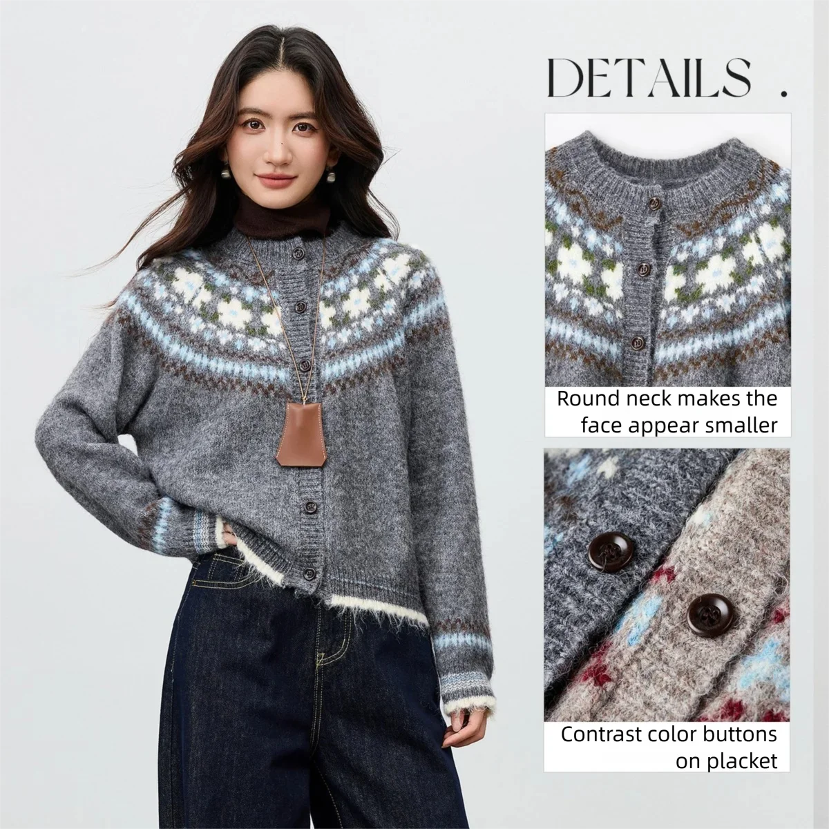Women's Warm Jacquard Cardigan - Autumn Winter Fashion Top