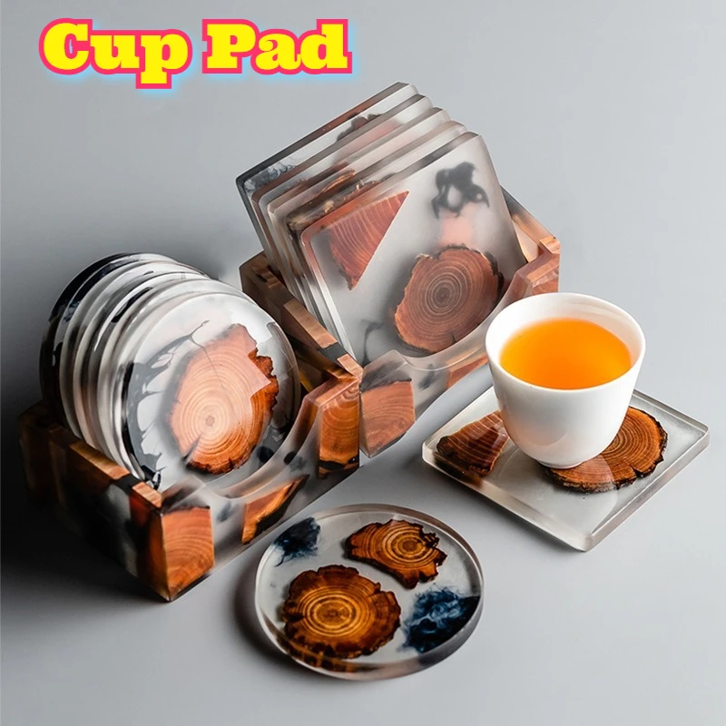 

Wood Coaster Resin Heat Resistant Cup Pad Teacup Saucer Set Tea Ceremony Accessories Home Table Kitchen Dining Decor Tray Mat