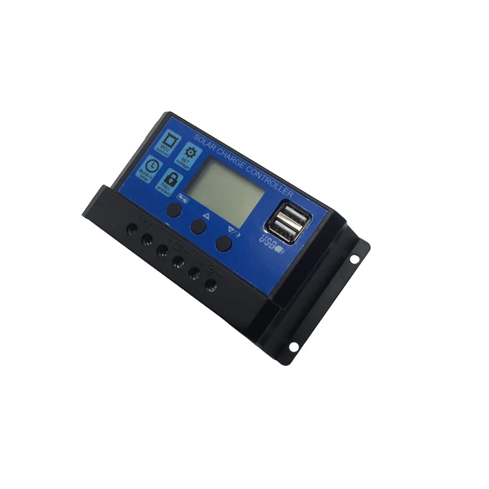 

10A 12V/24V Solar Charge Controller For Batteries Pwm 3-Stage Charging Dual Usb Lcd Backlight Built-In Protection Home