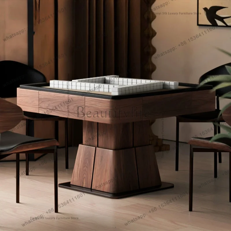 American Solid Wood Mahjong Table Nordic Lifting Tea Table High-end Automatic Roller Coaster Mahjong Machine Home Furniture FYMT