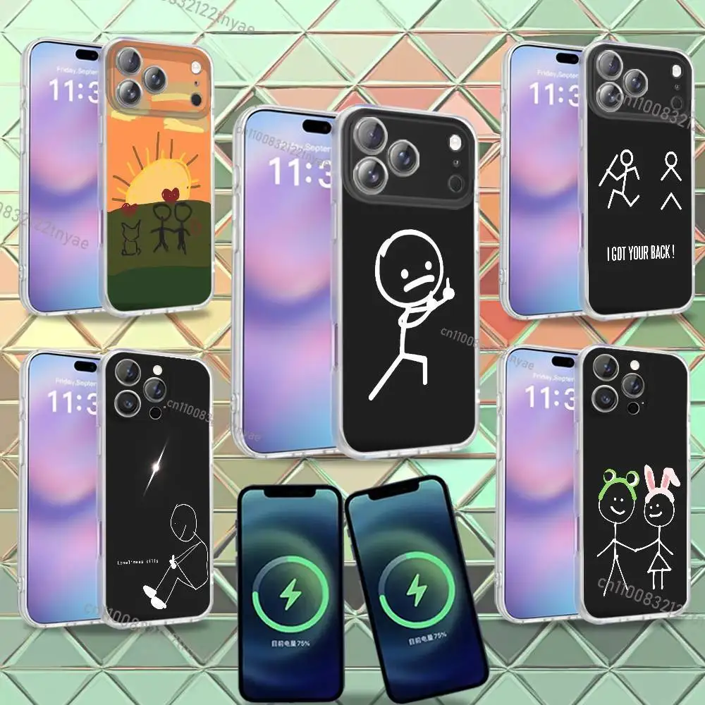 

Cartoon Stickman Matchman Phone Case For iPhone 16,14,17,13,15,12,Air,Plus,Pro,Max,E,Mini Frosted for MagSafe Magnetic Wireless