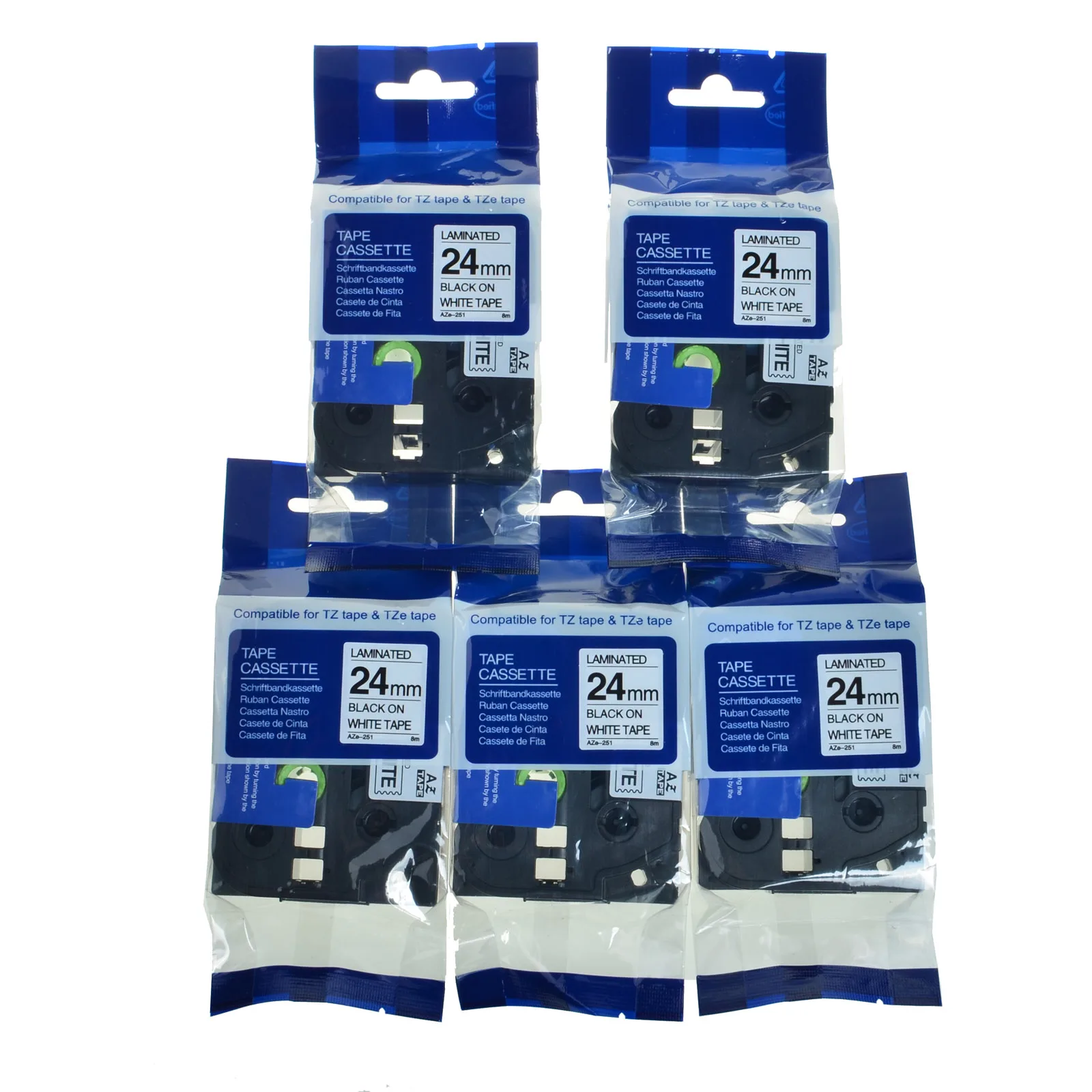 5 Stück Schwarz auf Weiß Etikettenband Kompatibel mit Brother TZ Tze 251 Tze-251 P-Touch 24mm Dropshipping & Großhandel – Detail 9