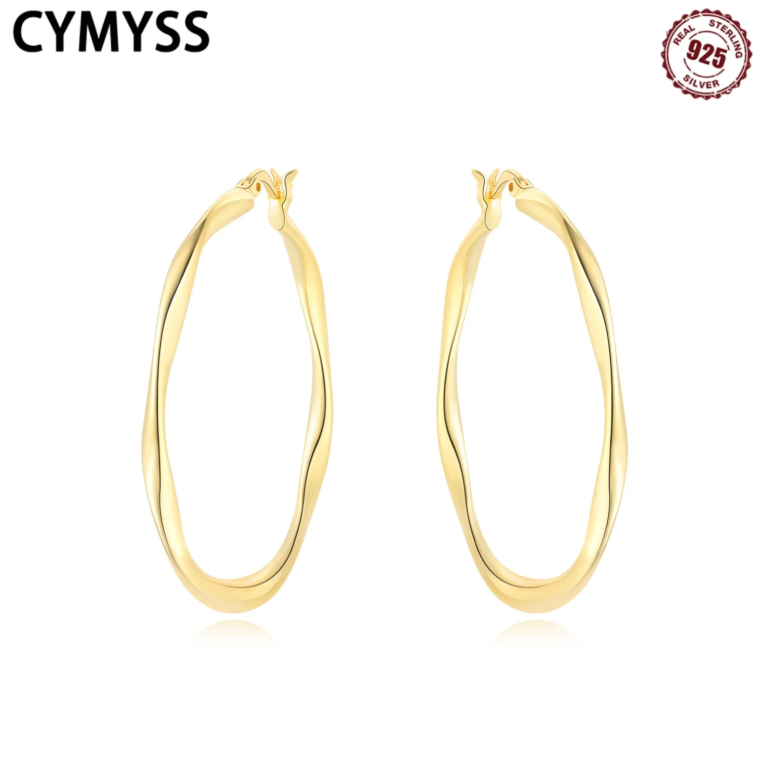 

CYMYSS 2025 New S925 Sterling Silver Twisted Line Earrings Boutique Birthday Party Jewelry Gift Zircon Women's Hoop Earrings