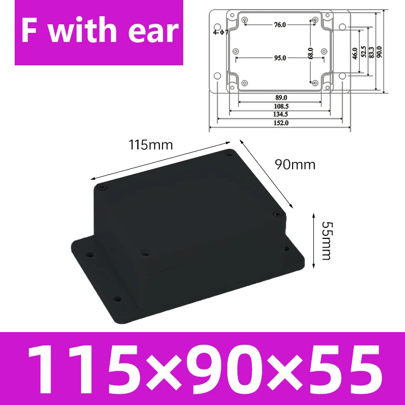 ABS Wasserdichtes Boxgehäuse Elektronisches Safe Gehäuse Kunststoffboxen Schwarzer Drahtanschlusskasten Kunststoff-Organizer IP67 Wasserdichtes Gehäuse