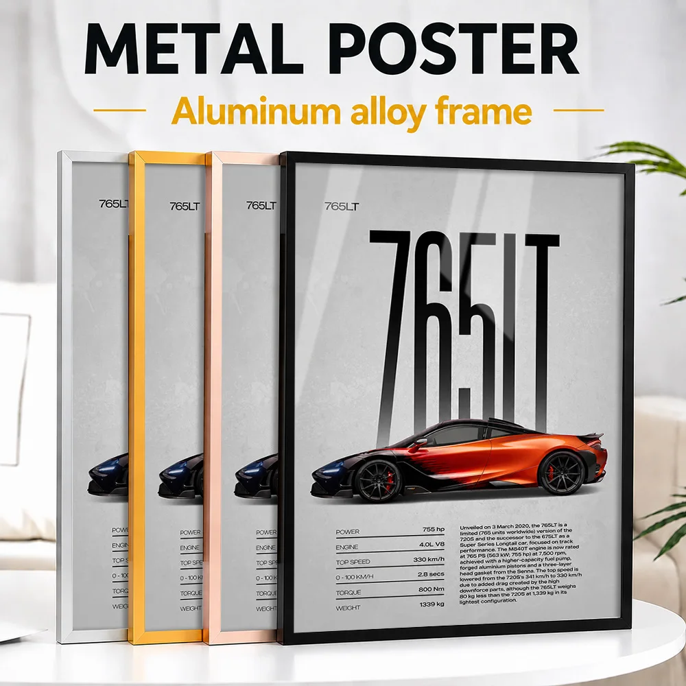 United Kingdom 765LT Car Framed Aluminum Metal Poster Customized Photo Neon Street Style Wall Art For Garage Memorable Fan Gift