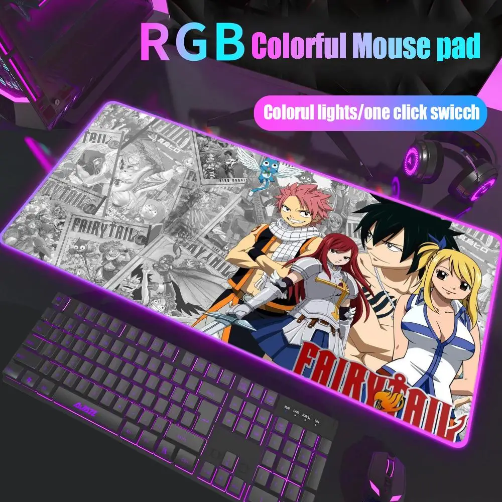 

Anime fairy tail Mouse Pad Gamer Rgb Desk Mat Back Light Led Mousepad Setup Gaming Accessories Deskmat Big Mousepad Backlight