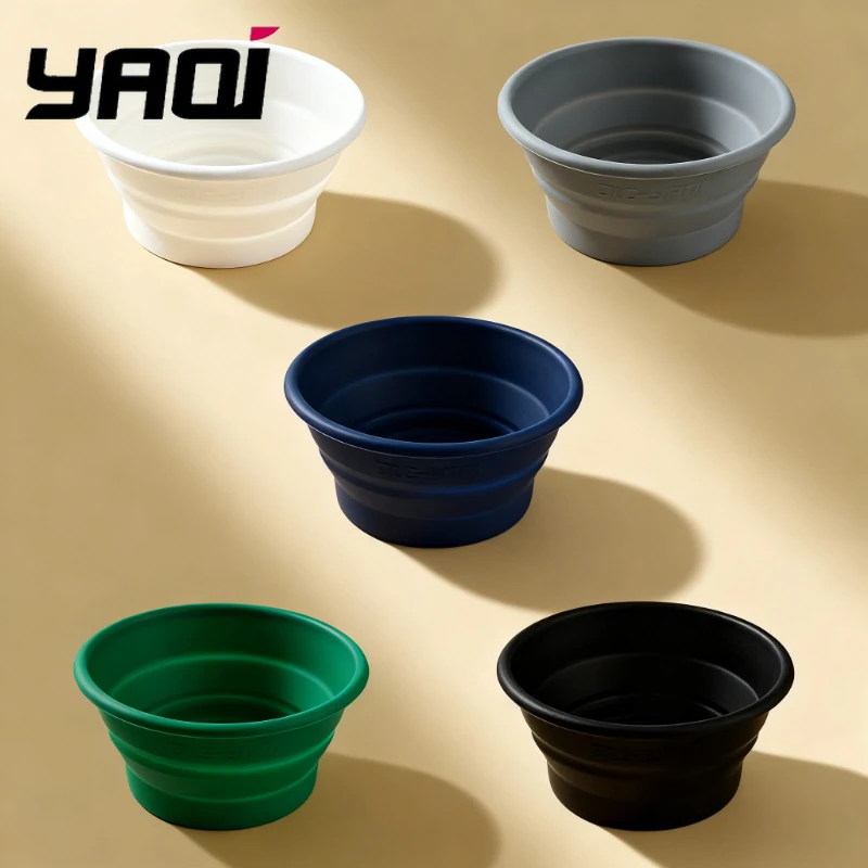 YAQI Foldable Silicone Shave Bowl for Men | Portable Non-Slip Travel Shaving Accessories | Black/White/Gray/Blue/Green