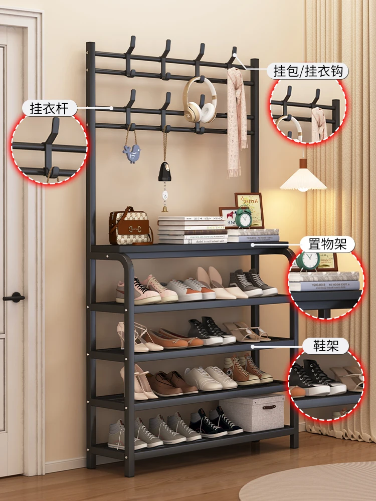 66 household clothes rack shoe rack integrated simple coat rack door multi-layer shoe rack multi-functional simple rental room s