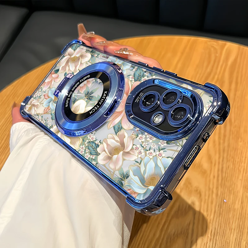 Phone Case For Infinix Hot 70 60 Pro Plus 10S NFC 11 10 9 Play 50i 30i 60i 40i 10T Print Flower Plating Bracket Soft Cover - view 5