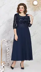 Plus Size Elegant Lace Midi  Dress Womens Ruffled Chiffon Casual Wedding Party Gown Female Cocktail Evening Fashion Dress 2024