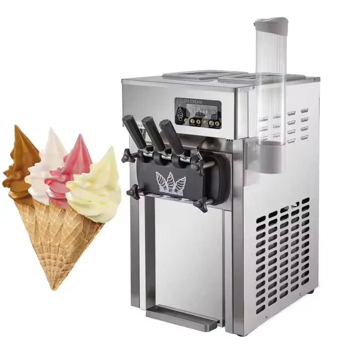 

VEVOR Commercial Soft Serve Ice Cream Maker Countertop Stainless Steel Ice Cream Machine With 3 Flavors