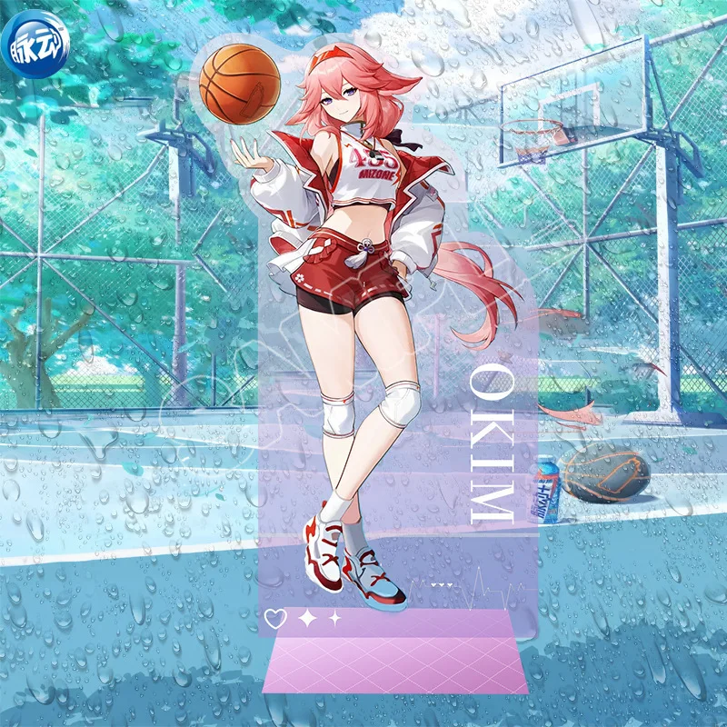 Genshin Impact Game Linkage Yae Miko Sangonomiya Kokomi Acrylic Stand Tinplate Badge Goods Quicksand Mahjong Keychain