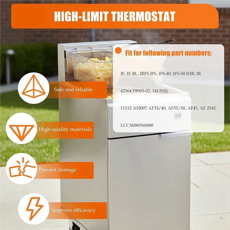 B50C High Limit Switch Thermostat For Tri-Star For Deep Fryer, Safety Overheat Cut-Off Replacement For Adcraft Commercial Fryer