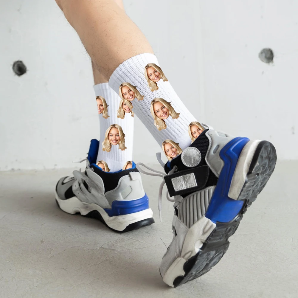 Custom DIY Men&Women Socks Funny Print Couples Dog Cat Personalized Your Face Photo on Sock Unisex for Anniversary Birthday Gift