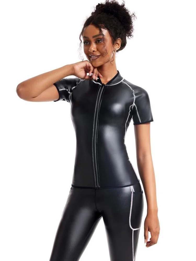 Jaet da donna in pelle Or Sve con cerniera Casual Biker Slim Fit quattro dimensionale elastico PU Faionable Moto Jaet