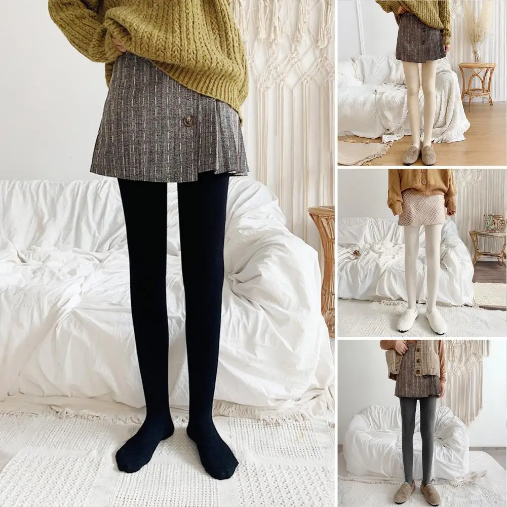 

Tights Winter Velvet Lined Leggings for Women High Elasticity Body Curve Enhancing Pantyhose Tight Fit Bottom Pants Viscose