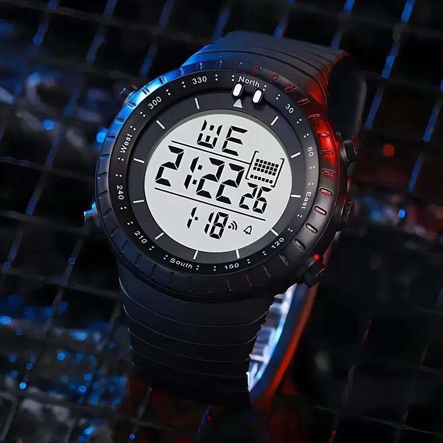 Men's Sports Watch Outdoor Multifunctional Waterproof Shock Resistant Large Dial Luminous LED Digital Watch For Man Student Kids