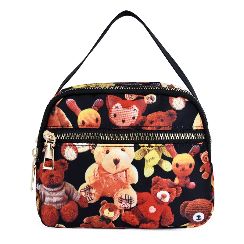 Nylon Single Shoulder Bag Women's Bag Bear Elephant Flower Geometric Print Women Girls Messenger Cloth Bag Leisure Travel Bag