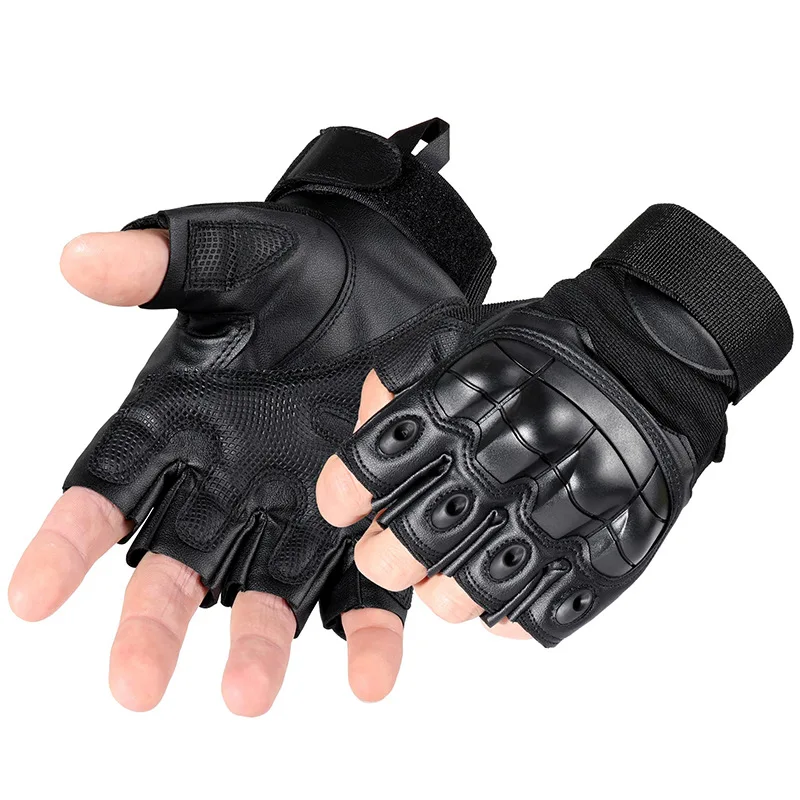 PU Leather Tactical Half Finger Gloves Army Military Airsoft Combat Shooting Hunting Paintball Outdoor Work Fingerless Motorbike