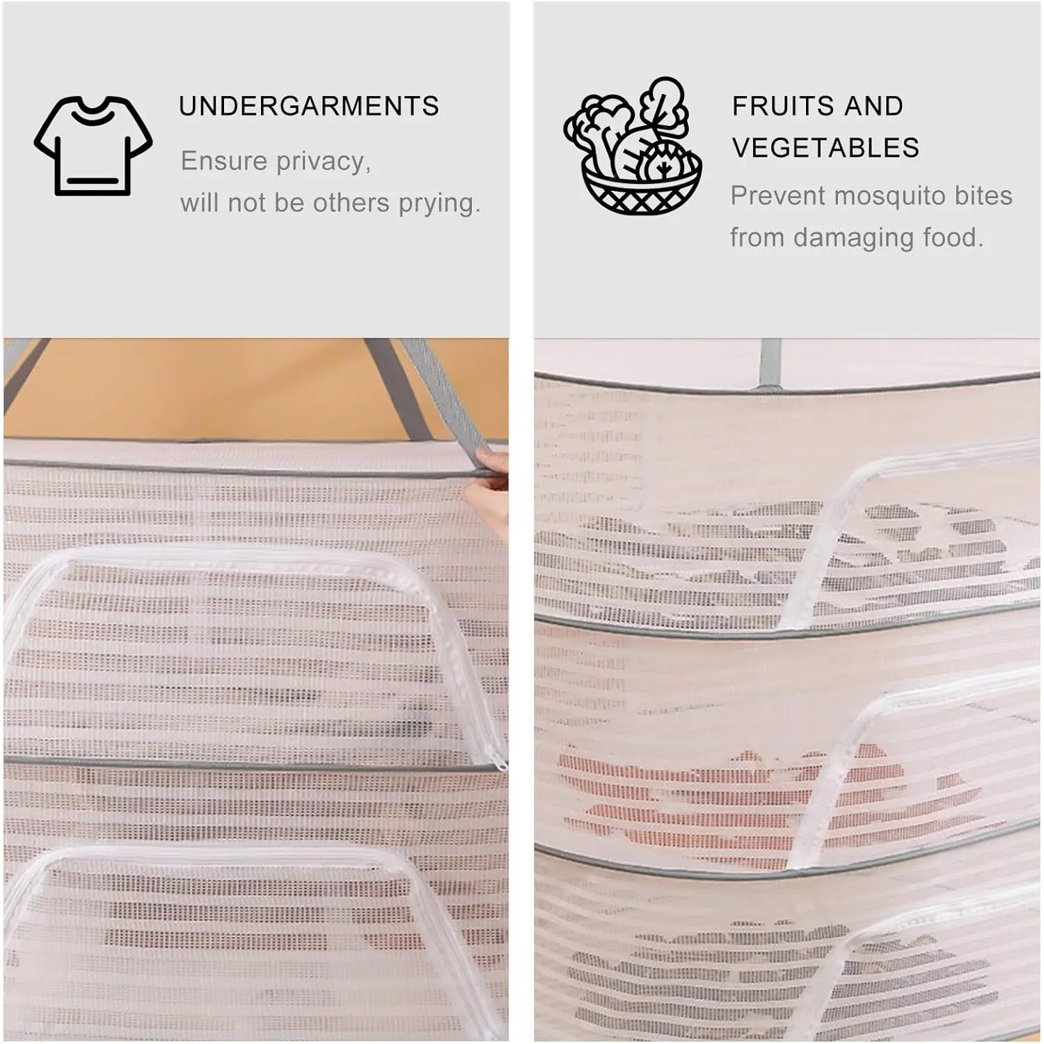 Herb Drying Rack 3 Layer Hanging Mesh Net for Plants Hanging Drying Fish Net Foldable Hanging Mesh Dryer for Buds, Fruits