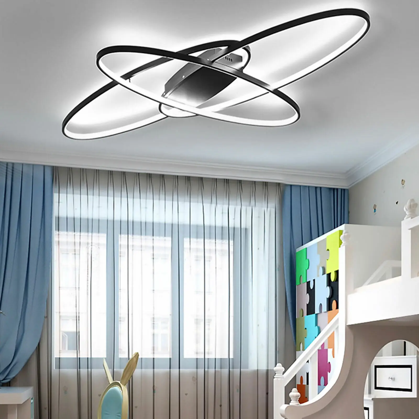 Plafoniera a LED lampadario geometrico moderno montaggio a incasso apparecchio di illuminazione per la casa lampada da interno per soggiorno con telecomando