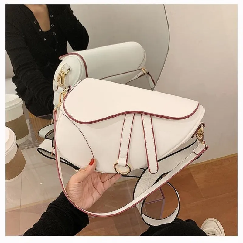 2022 New Women\'s Bag Leisure Saddle Bag Pu Solid Color Diagonal Bag Fashion Easy Matching Lady Handbags