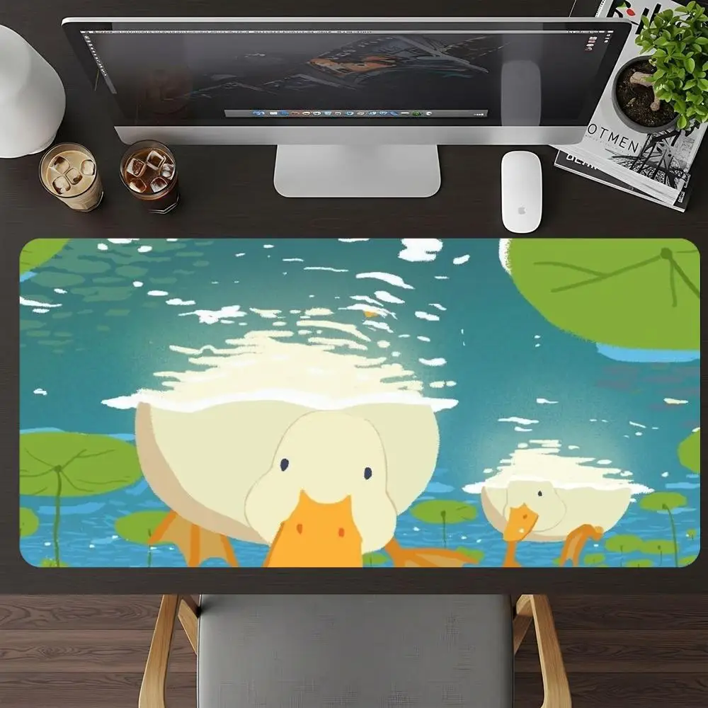 Lotus Leaf Duckling Table Mat Smooth Glide Stitched Edges Mouse Pad For Kids Student Dorm