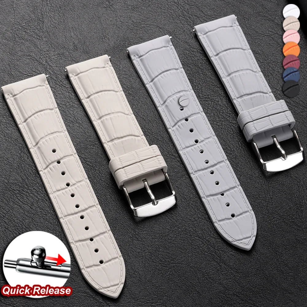 

Soft Silicone Watch Band 20mm 22mm Rubber Watch Strap Bamboo Pattern Quick Release Bracelet Men Women Watch Accessories