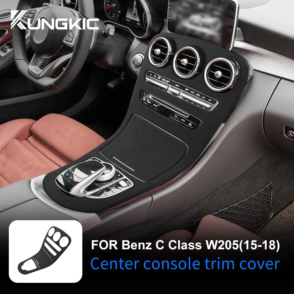 Italy Super Suede Cover For Mercedes Benz C Class W205 2015-2018 Car Center Console Gear Shift Panel Sticker Trim Accessories