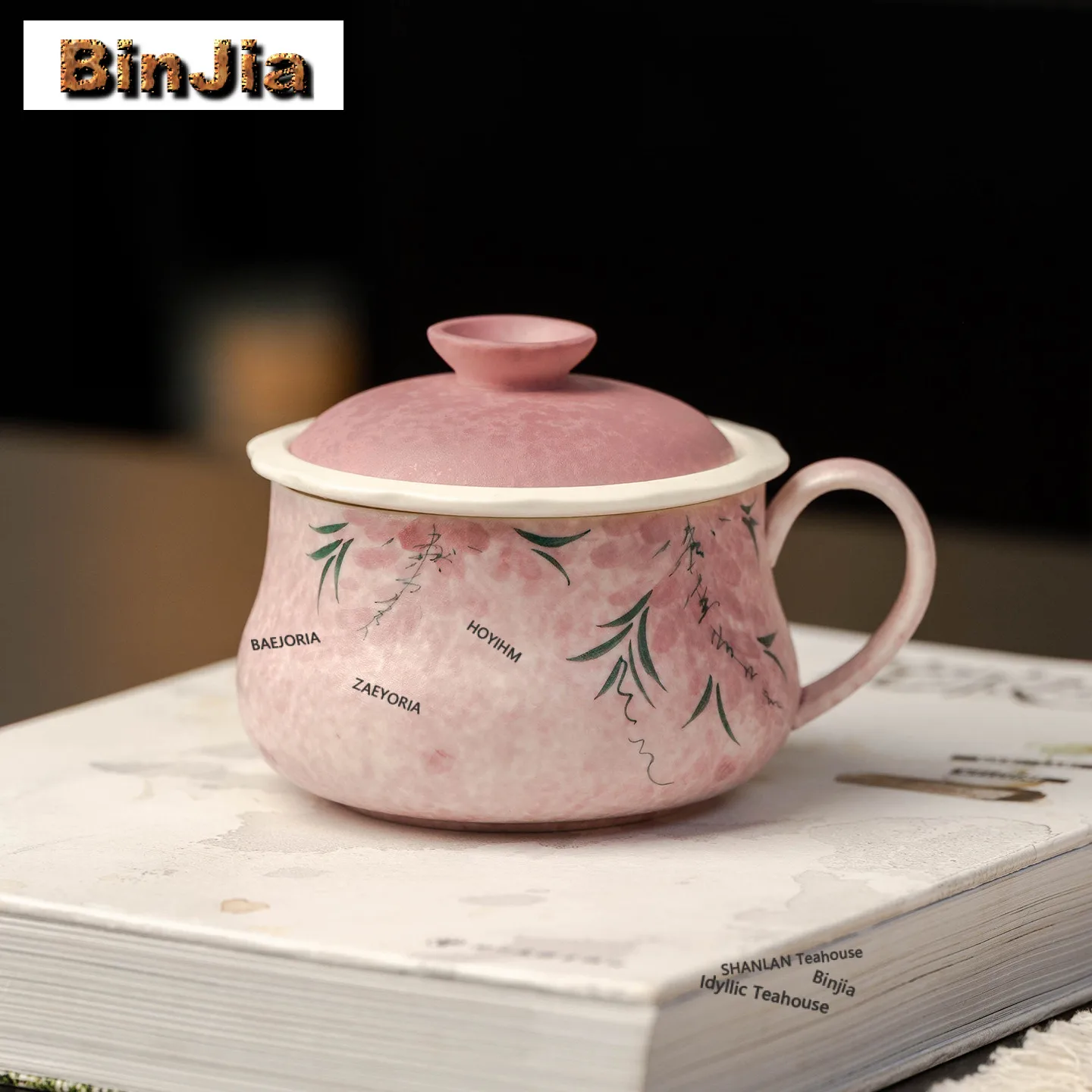 

180ml Hand-painted Pink Wisteria Filter Tea Separator Cup Elegant Tea Mug With Infuser Tea Maker Office Water Cup Drinkware