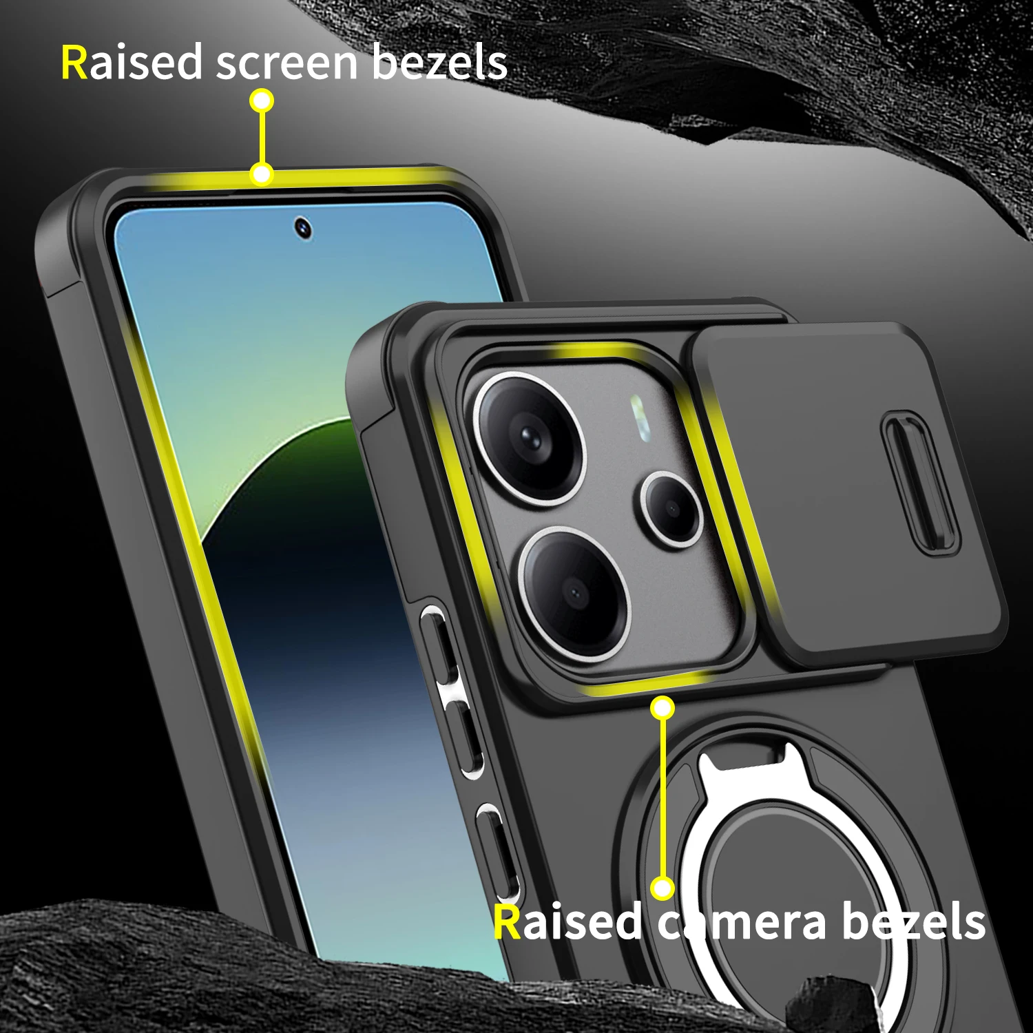 Für Xiaomi Redmi Note 14 Hülle Redmi Note 14 4G 5G Cover Magnetring-Panzerung Schiebe-Kameralinsen-Schutz Magsafe Kabelloses Laden Schutzhülle – Detail 4