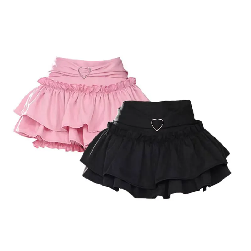 Fashionable Sweet Bow Pink Black Cake Skirt Tutu Skirt Super Short