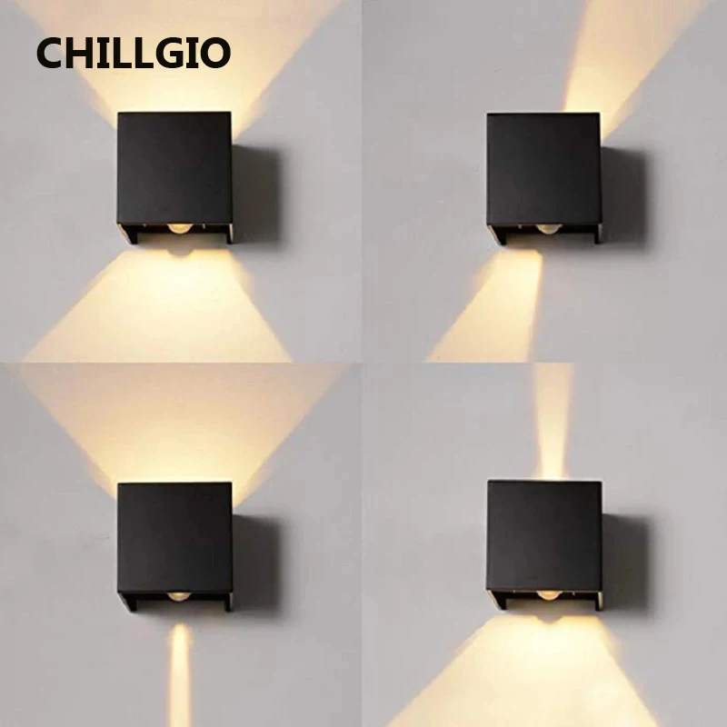 Imagem -02 - Chillgio-outdoor Sensor Motion Wall Light Ip65 Impermeável 12w Varanda Jardim Decoração Lâmpada Interior Iluminação Led de Alumínio