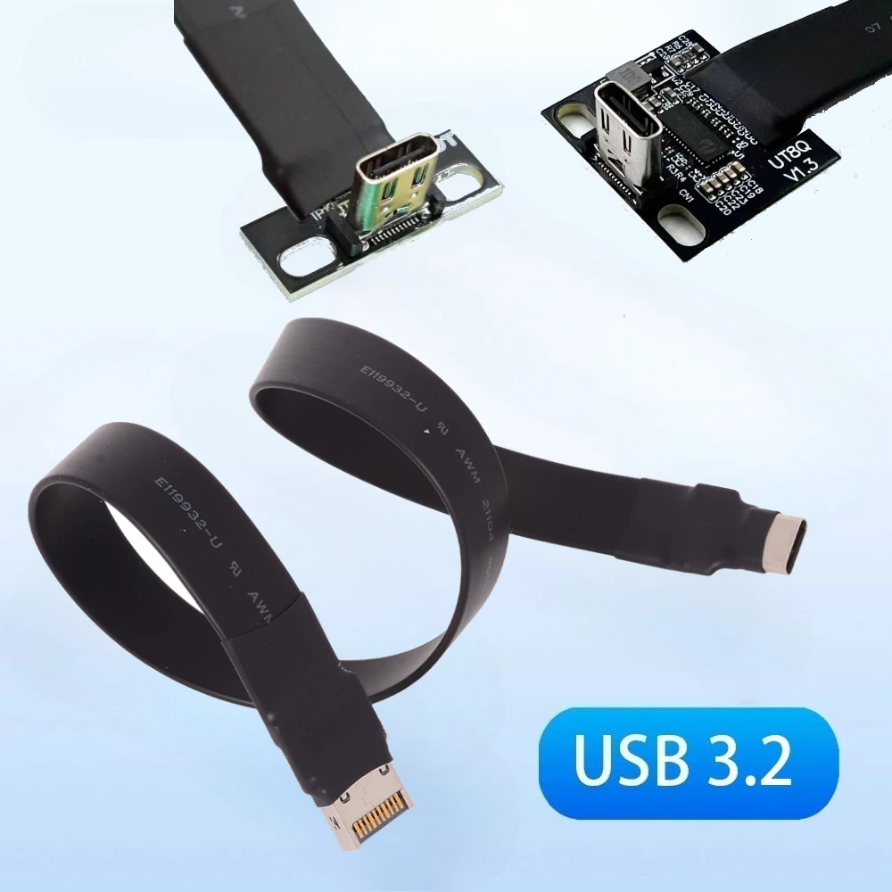 

Внутренний USB 3.2 Gen2 Type C, 20 Гбит/с, штекер типа E, 20-контактный экранированный плоский ленточный кабель, адаптер с отверстиями для винтов для материнской платы