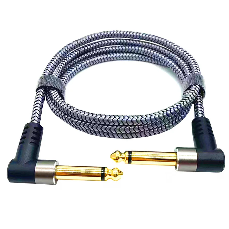 

6.35mm Large 2-Core Audio Cable, Nylon Braided Guitar Effect Connector, Monaural Effect Connector, Short Cable